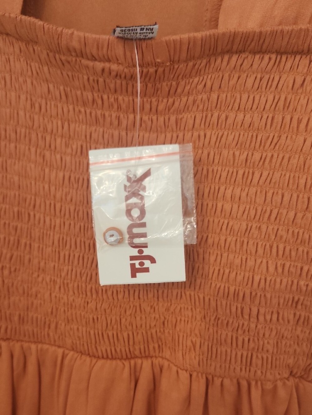 Flutter Sleeve Crochet-Trim Dress in Rust - Picture 4 of 4